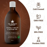 100% Natural Virgin Castor Oil, USDA Certified Organic - For Skin, Hair Growth and Eyelashes (250 mL)