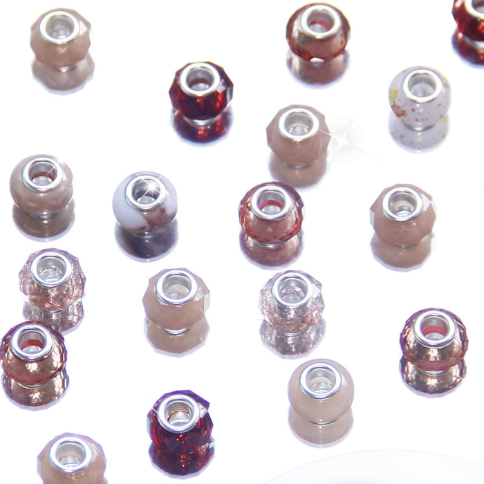 200 Pieces Large Hole Beads Spacer Bead Champagne Assorted European Craft Big Beads Large Hole Lampwork Murano Fairy Wand Garden Bead for DIY Pens Bracelet Necklace Keychain Jewelry Making Supplies