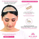 MILANO COLLECTION TopGrip Comfort Band for Medium Base Toppers, Adjustable Translucent Strap, Side Openings to Secure Your Wig Topper, Includes Sewing Kit & Clip, Beige, Medium