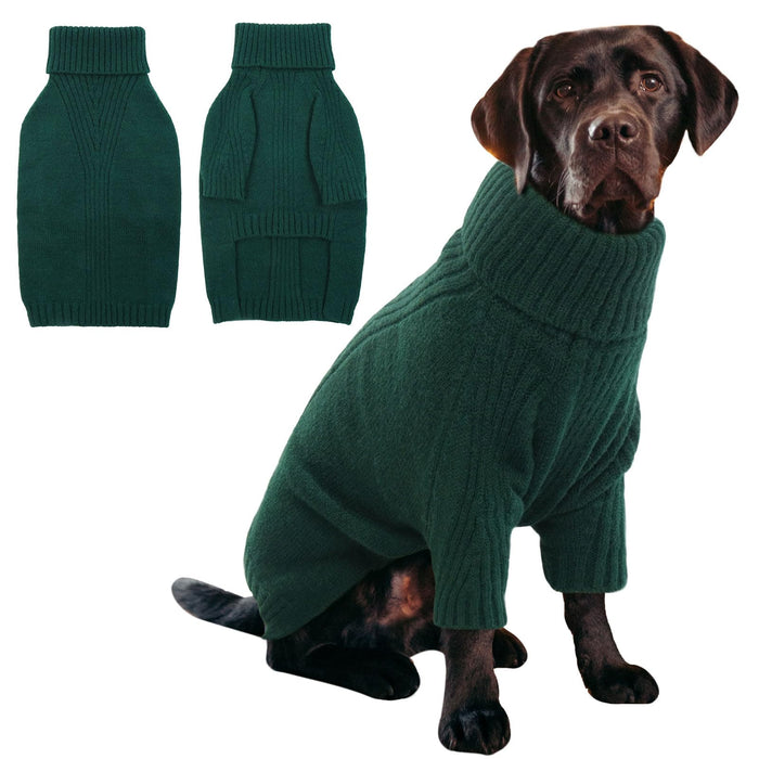 IECOii XXXL Dog Sweater,Christmas Dog Sweaters for Extra Large Dogs Girl Boy,Turtleneck Knitted Knitwear for Pet Dogs Wearing On Holiday Thanksgiving,Pullover Easy On Doggie Sweatshirt (Green,XXXL)
