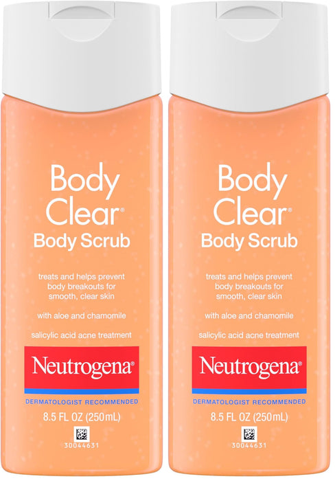 Neutrogena Body Scrub, Oil Free, Acne | With Salicylic Acid | For Back, Chest & Shoulders | 8.5 fl. oz | Pack of 2