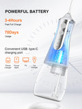 Water Dental Flosser Tools for Teeth Rechargeable Portable Water Flosser Dental Oral Irrigator Cleaning Cordless with Tongue Scraper Travel Bag Waterproof (White)