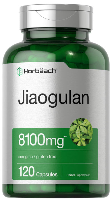 Horbäach Jiaogulan Capsules | 8100 mg | 120 Count | Gynostemma Pentaphyllum Herbal Extract | Stamina and Endurance Supplement | Non-GMO, Gluten Free