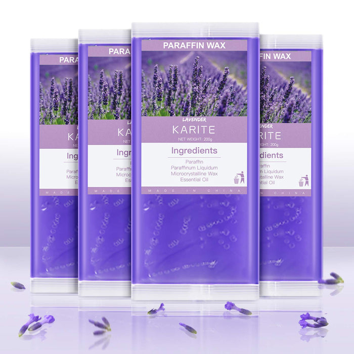 KARITE Paraffin Wax Refills, 4 Pack Lavender Scented Paraffin Wax Beads Blocks for Paraffin Bath, Paraffin Wax Machine Refills for Hand Feet Dry Skin,Deep Moisturizing, Hydration and nourish
