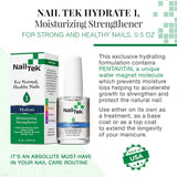 Nail Tek Hydrate 1, Moisturizing Strengthener for Strong, Healthy Nails, Nourish, Protect Nails from Chips, Splits, Peeling, and Breakage, 0.5 oz, 2-Pack