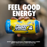 GHOST Energy Drink - 12-Pack, Sour Patch Kids Blue Raspberry, 16oz - Energy & Focus & No Artificial Colors - 200mg Natural Caffeine, L-Carnitine & Taurine - Gluten-Free & Vegan