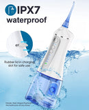 Water Dental Flosser Cordless for Teeth Cleaner,4 Modes 5 Jet Tips Dental Oral Irrigator,Rechargeable IPX7 Waterproof,Portable Teeth Cleaning Pick for Home Trave(White)