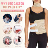 6 PCS Castor Oil Pack Wrap Organic Cotton, Castor Oil Pack Kit for for Knee and Waist and Neck and Breast with Adjustable Strap and Pocket