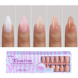 BTArtbox Soft Gel Nail Tips Almond, 600PCS 5 Colors XCOATTIPS Natural Pre-applied Tip Primer Cover,Pre-colored 15 Sizes Press On Nails Soak Off Fake Nails for Daily Nail Art