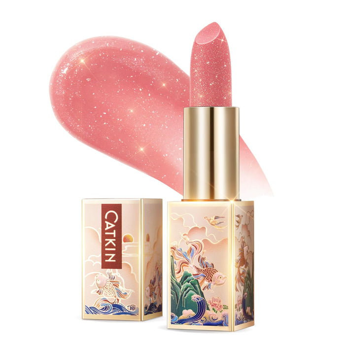 Catkin Lip Balm Color Tinted Glitter Lipstick Ultra Hydrating Lip Moistrurizer Chapstick with Vitamin E Nourishing For Cracked & Dry Lips 0.12 oz C10 Venus - Peach Pink …