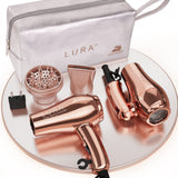 LURA Portable Travel Hair Dryer:Dual Voltage Mini HairDryer with EU Plug,Lightweight Small Blow Dryer with Diffuser，1200W Compact Hairdryer with Travel Case,Foldable Hair Dryers for Kids.