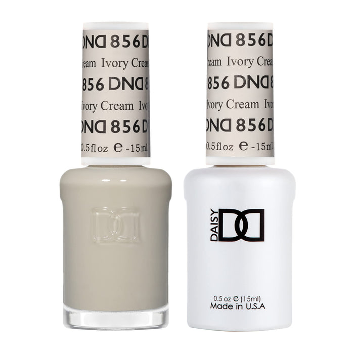 DND Gel Polish Set, Sheer Collection, UV/LED Gel Polish and Air Dry Nail Lacquer, Matching Chip-Free Polish Duo, 856 Ivory Cream, 0.5 Fl Oz