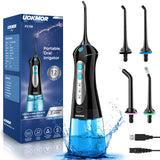 Cordless Water Flosser for Teeth Professional Water Teeth Cleaner Picks Dental Oral Irrigator with 3 Modes & 4 Jet Tips for Braces Gums, IPX7 Waterproof, 300ml Detachable Tank for Home Travel (Black)