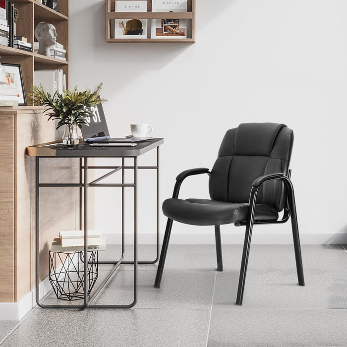 OLIXIS Waiting Room Chairs, Leather Office Desk Reception Guest Stationary Side Chair with Padded Arms for Home Conference Lobby Area Meeting Church Medical Clinic Elderly Student