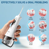 ZPN Water Dental Flosser Cordless for Teeth Cleaning，with 4 Modes Oral Irrigator, 5 Replaceable Jet Tips, Portable and Rechargeable IPX7 Waterproof Teeth Cleaner for Home and Travel (White)