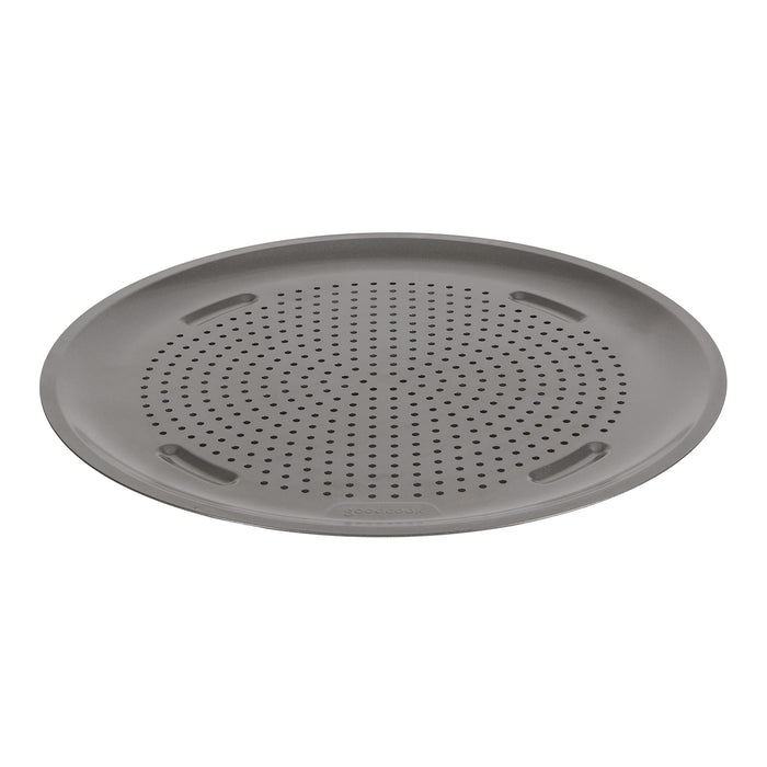 GoodCook AirPerfect 14" Insulated Nonstick Carbon Steel Pizza Pan with Cutting Guides, Perforated Nonstick Pizza Pan, Gray