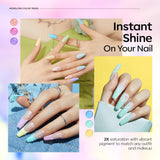 Modelones Poly Gel Nail Kit 60Pcs, 6 Colors Pastel Nude Blue Yellow Nail Extension Gel Kit with Nail Lamp Summer Bright Colorful Nails Manicure Decorations Nail Art Gifts