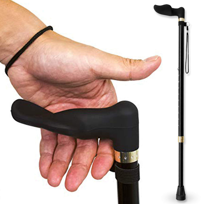 RMS Left Hand Walking Cane with Palm Grip Orthopedic Handle - Fit Individual's Palm Naturally - Ideal for Arthritis or Carpal Tunnel Syndrome