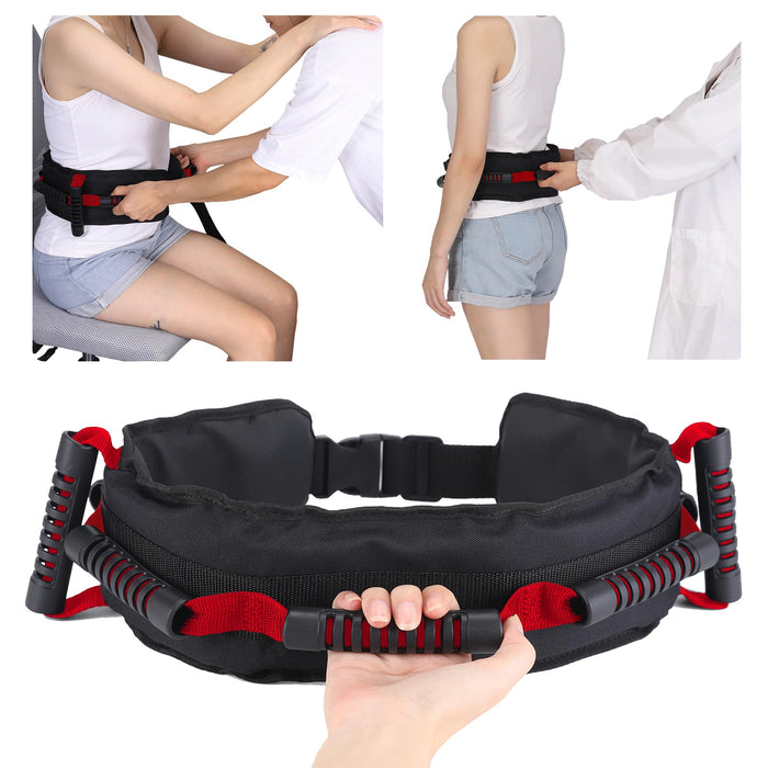 Gait Belt for Seniors, Transfer Belt with 7 Nylon Padded Handles, FSA HSA Eligible, Medical Belt for Lifting Patients, Safety Gait Belt for Elderly Easy to Use Quick Release Buckle(Red)