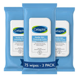 Cetaphil Face and Body Wipes, Gentle Skin Cleansing Cloths, Mother's Day Gifts, 25 Count (Pack of 3), for Dry, Sensitive Skin, Flip Top Closure, Great for the Gym, Hypoallergenic, Fragrance Free