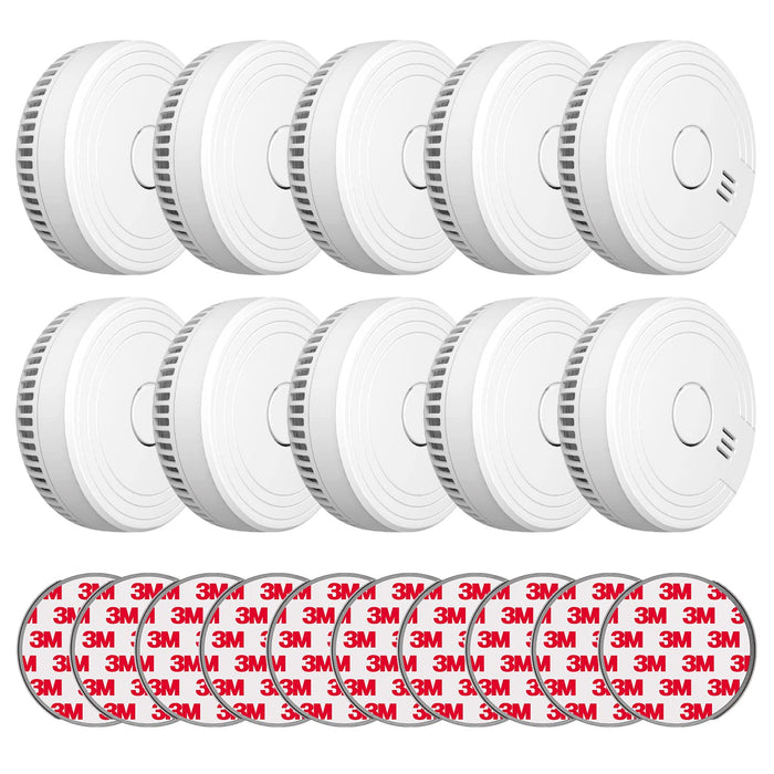 Ecoey Smoke Detector, Smoke Alarm with Advanced Photoelectric Technology, Fire Alarm Smoke Detector with Test Button and Low Battery Reminder, Fire Alarm Used in Bedroom, Home, FJ136, 10 Packs