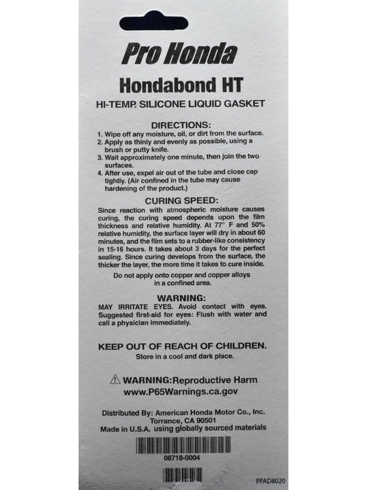 Honda Genuine 08718-0004 Hondabond HT – High Temperature Silicone Liquid Gasket, 1.9 fl oz Tube