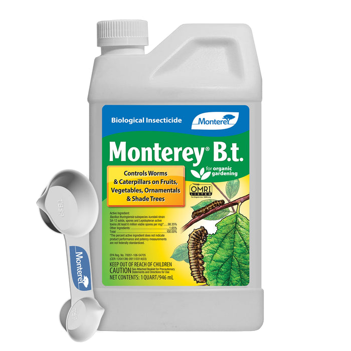 Monterey B.t. Bundled with Measuring Spoon - Caterpillar & Worm Killer Organic Gardening - Apply with Sprayer - 32 oz