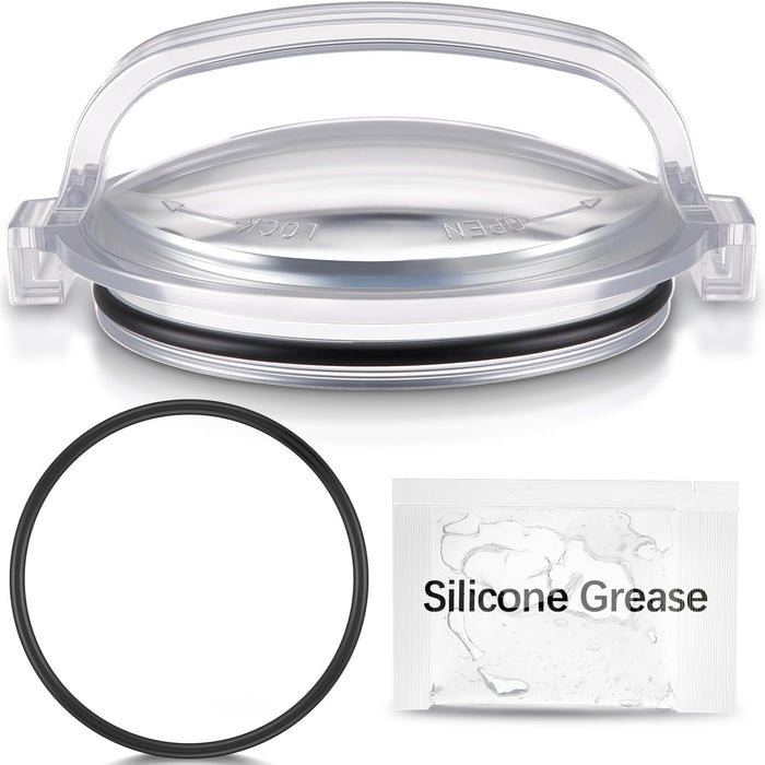 Feekoon Pool Pump Lid and O Ring, Pump Strainer Lid Compatible with Hayward Power-Flo SPX1500D2A, Clear Strainer Cover Replacement, 1 Extra O Ring and Lubricating Grease Included