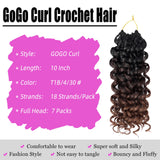 7 Packs GoGo Curl Crochet Hair 10 Inch Short Curly Crochet Hair for Women Beach Curl Water Wave Deep Twist Crochet Braids Synthetic Braiding Hair Extensions(10 Inch,T1B/4/30)