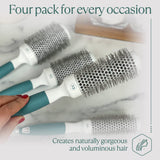 Round Brush Set for Blow Drying, Hair Brush Blow Dryer, Ceramic Ionic Thermal Brush Kit, Hair Brushes for Women and Men, Wet Hair Brush for Styling and Volume Hair Brush Bundle Set of 4 Travel Bag Set