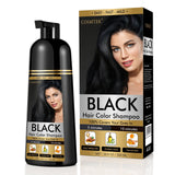 COSMTEK Black Hair Dye Shampoo Permanent for Men&Women,Hair Color Shampoo for Gray Hair Coverage and Beard,3-In-1 Shampoo for Color Treated Hair,Lasts 30 Days/500ml/Ammonia-Free/Natural herbal