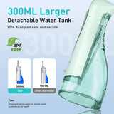 COSLUS Water Dental Flosser Teeth Pick: Portable Cordless Oral Irrigator 300ML Rechargeable Travel Irrigation Cleaner IPX7 Waterproof Electric Waterflosser for Teeth Cleaning F5020E Green