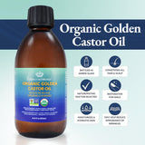 QUEEN OF THE THRONES Organic Golden Castor Oil - 8.45oz (250mL) | 100% Pure & Expeller Pressed for Hair, Skin & Digestion | Hexane Free | USDA Certified