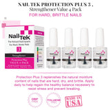 Nail Tek Protection Plus 3, Nail Strengthener for Hard and Brittle Nails, 0.5 oz, Value 4-Pack