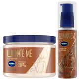 Vaseline Illuminate Me Body Butter & Body Oil - Shimmering Body Bronzer, Hydrating Whipped Organic Shea Butter with 24-Hour Moisture for Melanin-Rich Skin, Radiant Body Glow Oil (2 Piece Set)