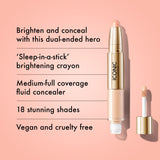 ICONIC LONDON Radiant Concealer & Brightening Duo | Creamy Liquid + Brightening Crayon Dual Ended Concealer, Cruelty Free, Vegan Makeup (Neutral Fair) 0.08 oz