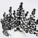 TOBATOBA Black Tiaras for Women, Black Crystal Crowns for Women, Gothic Crown Halloween Tiara Crown, Queen Crown, Black Wedding Tiara, Gothic Halloween Costumes for Women Prom Halloween Accessories