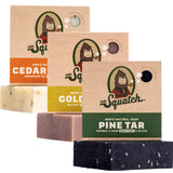 Dr. Squatch All Natural Bar Soap for Men, 3 Bar Variety Pack, Pine Tar, Cedar Citrus and Gold Moss