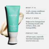 VIRTUE Recovery Conditioner 6.7 FL OZ | Alpha Keratin Hydrates, Softens, Renews Hair | Sulfate Free, Paraben Free, Color Safe, Vegan