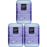 One With Nature Dead Sea Mineral Lavender Soap Bars 3Pack 7Oz - Dead Sea Salt Contains Magnesium, Sulfur & 21 Essential Minerals - Ideal for All Skin - Shea Butter, Argan Oil Enriches, Natural Frag.