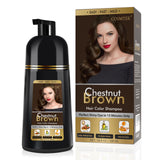 COSMTEK Chestnut Brown Hair Dye Shampoo Permanent for Men&Women,Instant Hair Color Shampoo for Gray Hair Coverage and Beard,3-In-1 Shampoo for Color Hair,500ml/Ammonia-Free