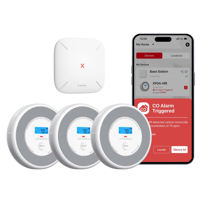 X-Sense Combination Smoke and Carbon Monoxide Detector with Voice Location, Interconnected Smoke Detector Carbon Monoxide Detector Combo with Base Station (Included), Model XP0A-MR31