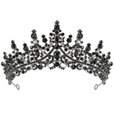 TOBATOBA Black Tiaras for Women, Black Crystal Crowns for Women, Gothic Crown Halloween Tiara Crown, Queen Crown, Black Wedding Tiara, Gothic Halloween Costumes for Women Prom Halloween Accessories