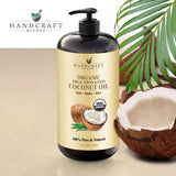 Handcraft Blends Organic Fractionated Coconut Oil - 16 Fl Oz - 100% Pure and Natural - Premium Grade Oil for Skin and Hair - Carrier Oil - Hair and Body Oil - Massage Oil