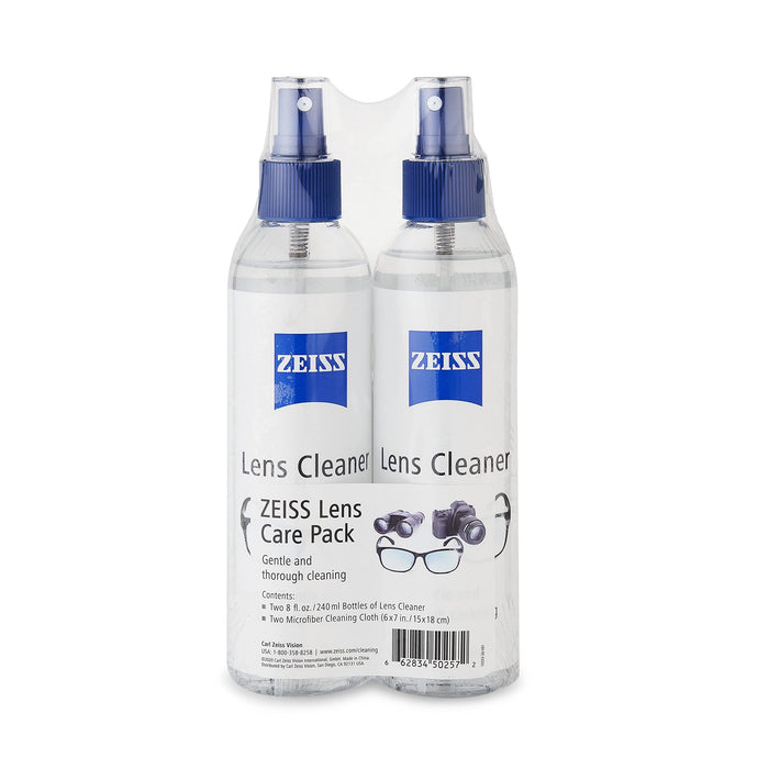 ZEISS Lens Care Pack - 2-8 Ounce Bottles of Lens Spray, 2 Microfiber Cleaning Cloths