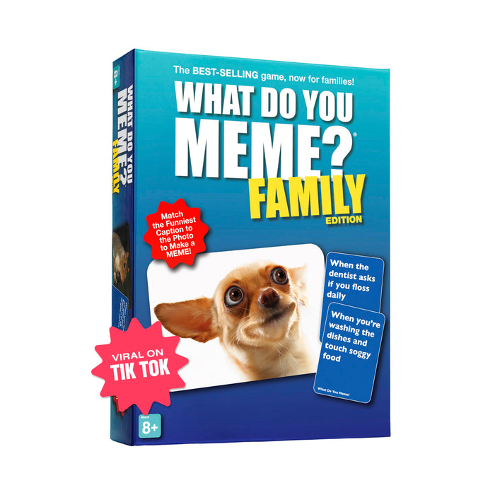 WHAT DO YOU MEME? Family Edition by Relatable, Kids Games for Kids 8+, Family Games for Kids and Adults, The TikTok Viral Sensation, Includes 300 Caption Cards, 65 Photo Cards, and Game Instructions