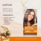 Kativa Brazilian Straightening Kit, 12 Weeks of Home Use Professional Straightening, with Organic Argan Oil, Shea Butter, Keratin & Amino Acids, for Straighter, Softer and Shinier Hair, All Hair Types