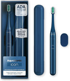 Aquasonic Icon ADA-Accepted Rechargeable Toothbrush | Magnetic Holder & Slim Travel Case | 2 Brushing Modes & Smart Timers | Gentle Micro-Vibrations (Navy)