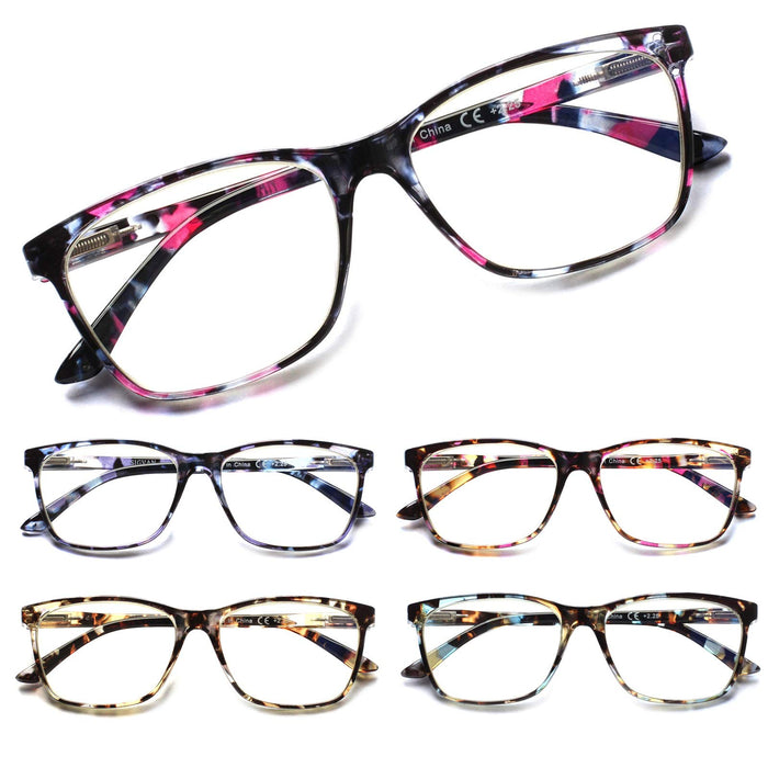 SIGVAN Ladies Reading Glasses Blue Light Blocking Spring Hinge Fashion Pattern Print Eyeglasses for Women (multicolour, 1.50)