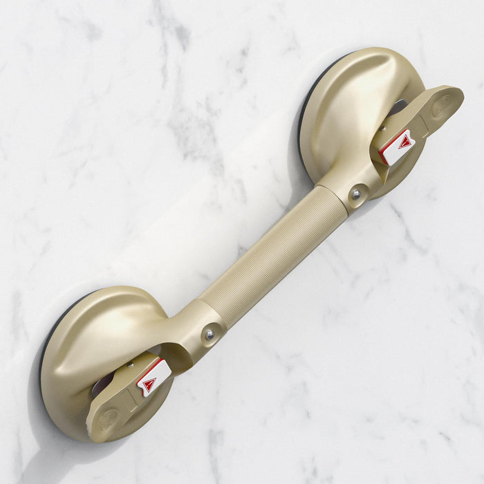 DAILYLIFE Shower Grab Bar for Bathtubs and Showers, 17 inch Heavy Duty Shower Handle with Strong Suction Cup Grab Bars, Safety Shower Handrails for Seniors and Elderly, Gold